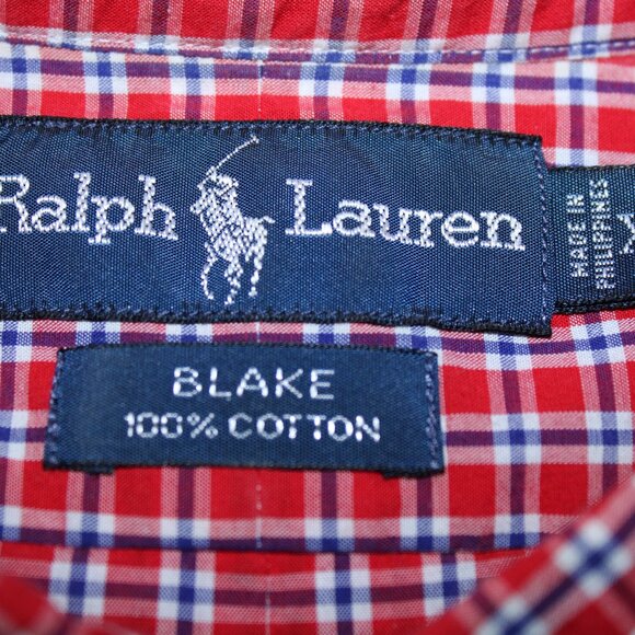 Ralph Lauren Shirt Men XL Blue Red White Blake Check Button Down Short Sleeve - Picture 5 of 5